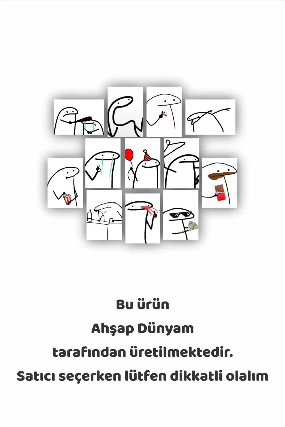 12 parça  Eğlenceli Flork Resimleri Çerçeve Görünümlü Mdf tablo D Fiyatı, Yorumları ve Özellikleri
