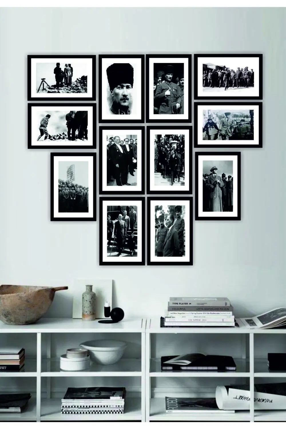 12 Parça Ev Dekarasyon Mustafa Kemal Atatürk Ahşap Mdf Tablo Set