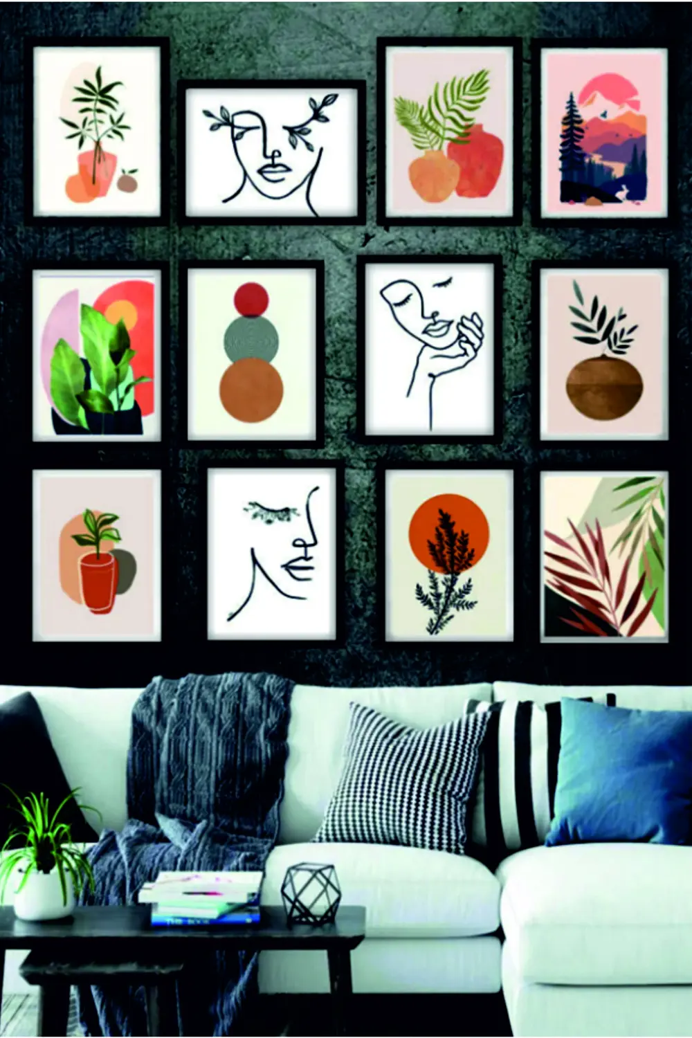 12 Parça Ev Dekarasyon Salon Oturma Odası Modern Ahşap Elite Mdf 
