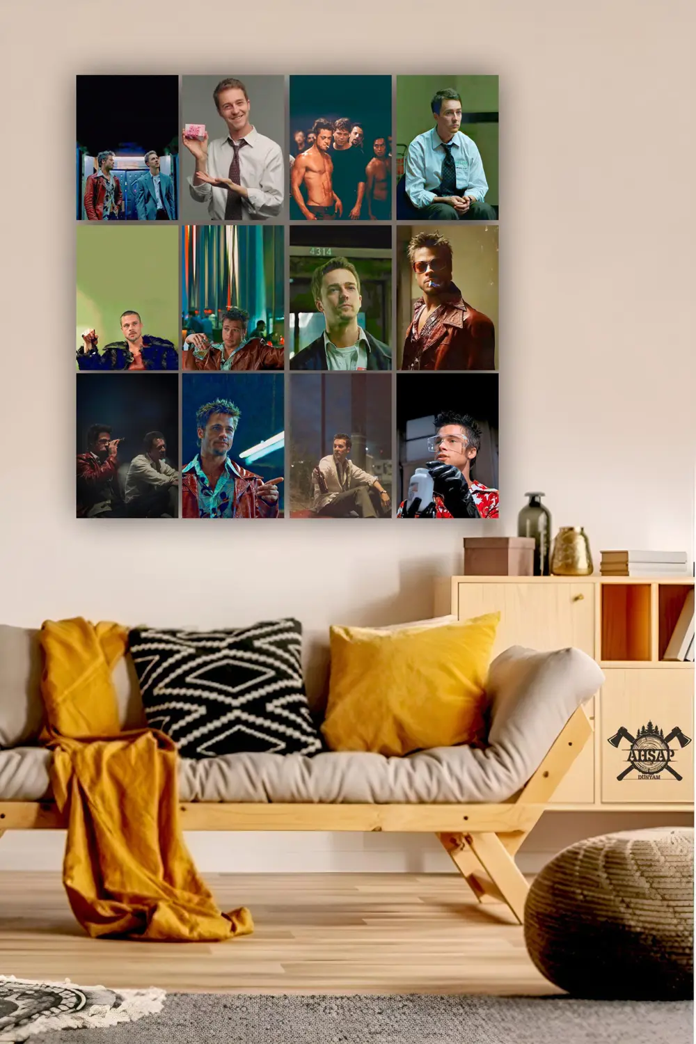 12 parça Fight Club Görsel Çerçeve Görünümlü Mdf tablo Duvar Süsü
