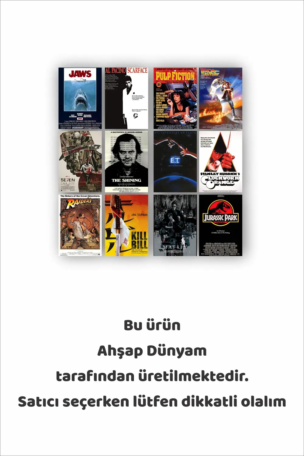 12 parça Film Afiş Poster Resimleri Çerçeve Görünümlü Mdf tablo D