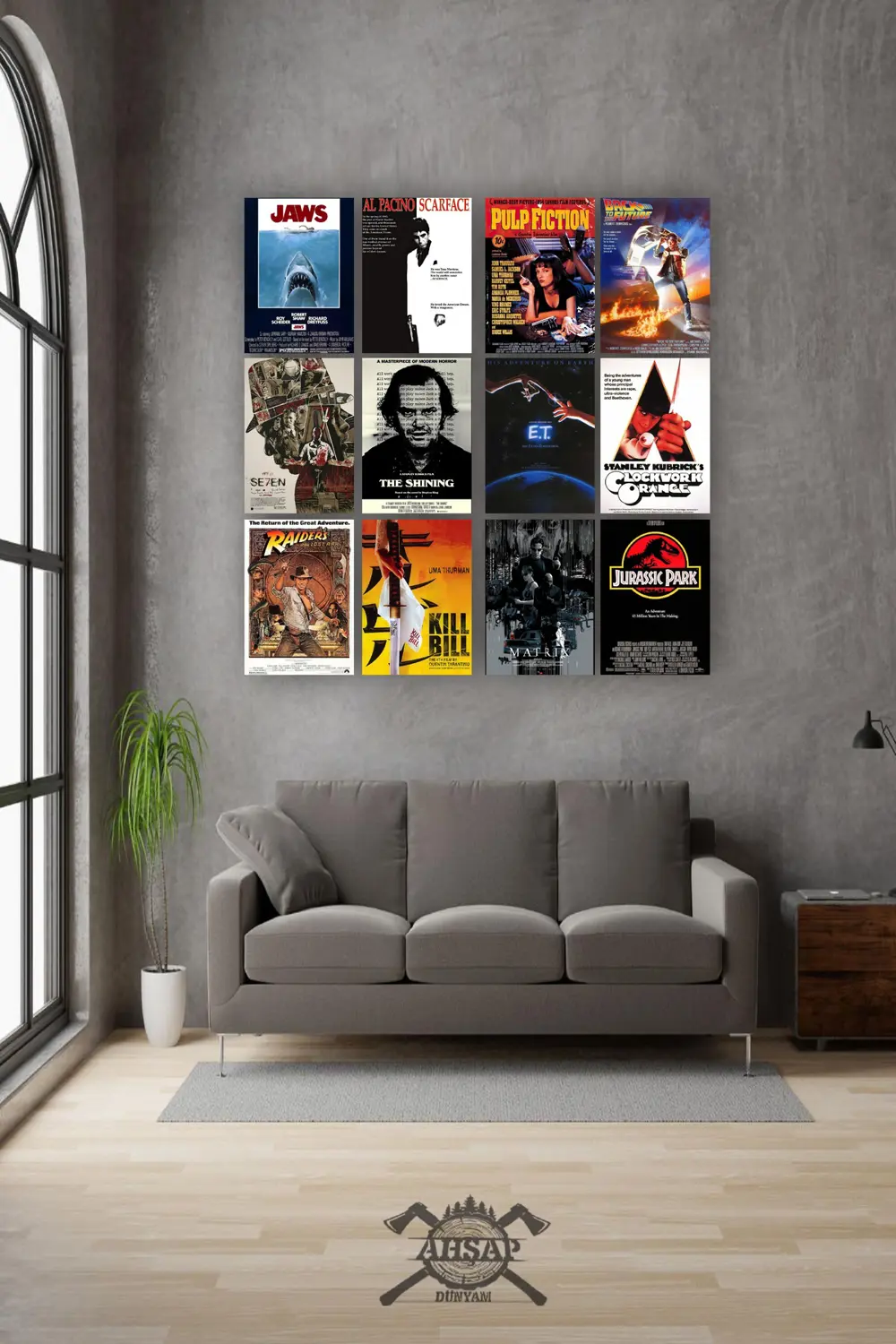 12 parça Film Afiş Poster Resimleri Çerçeve Görünümlü Mdf tablo D