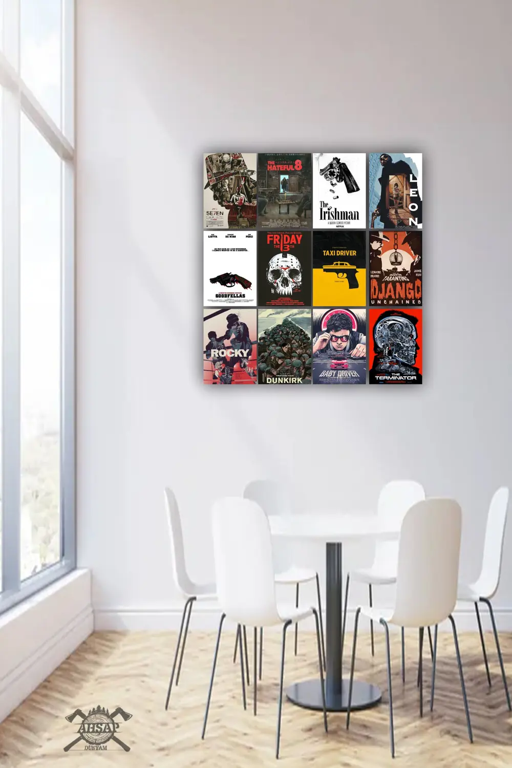 12 parça Film Afiş Poster Resimleri Çerçeve Görünümlü Mdf tablo D