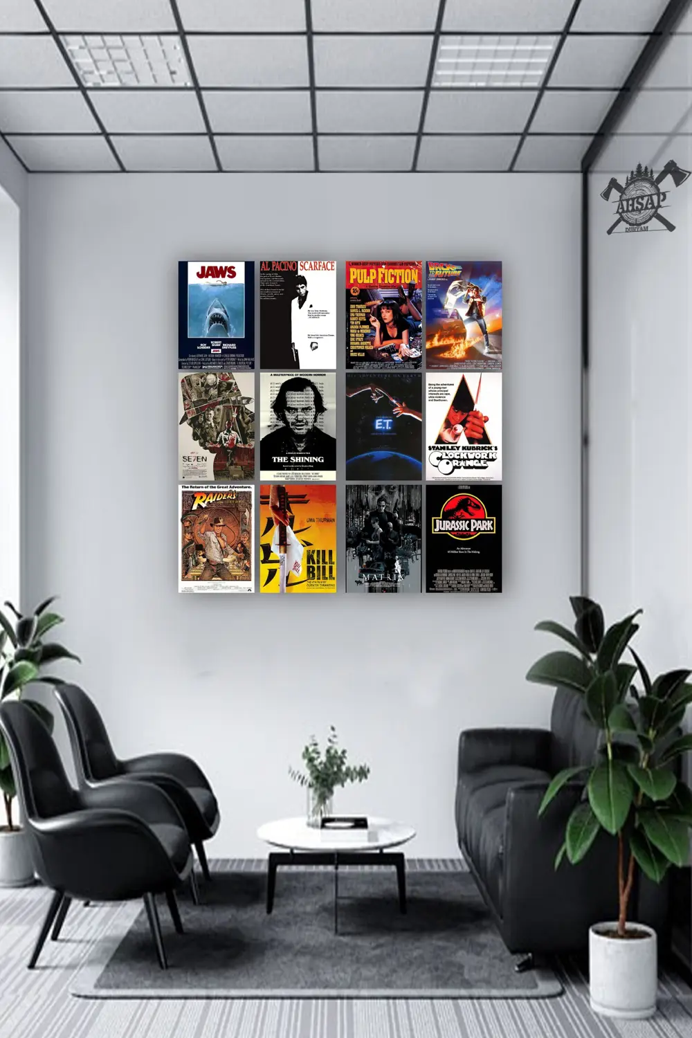 12 parça Film Afiş Poster Resimleri Çerçeve Görünümlü Mdf tablo D