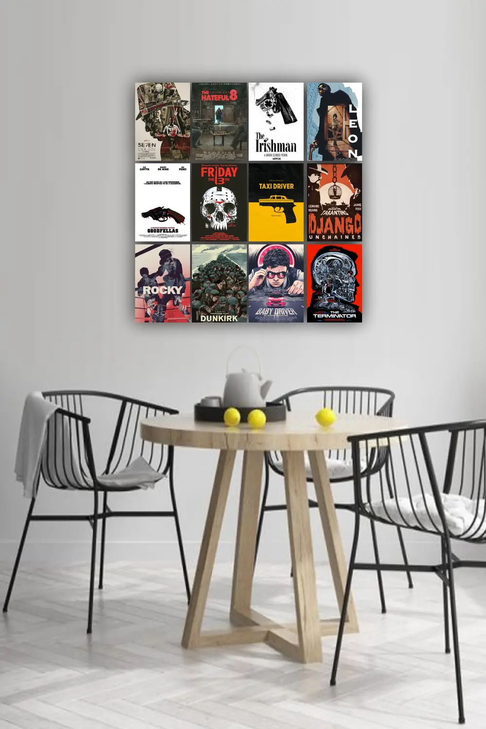 12 parça Film Afiş Poster Resimleri Çerçeve Görünümlü Mdf tablo D