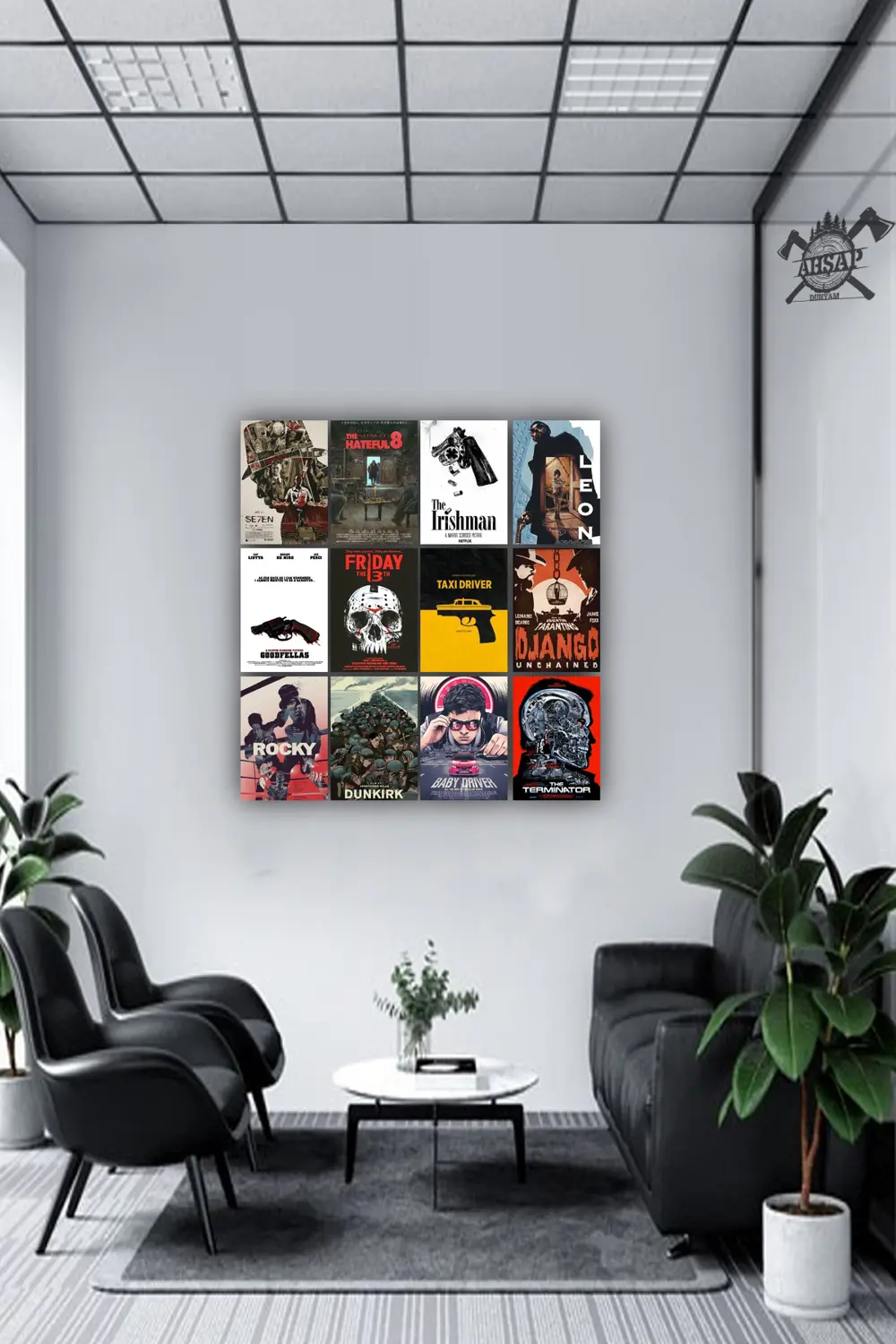 12 parça Film Afiş Poster Resimleri Çerçeve Görünümlü Mdf tablo D