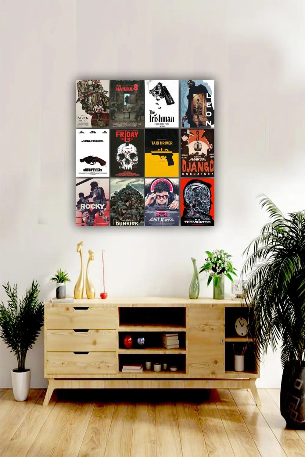 12 parça Film Afiş Poster Resimleri Çerçeve Görünümlü Mdf tablo D