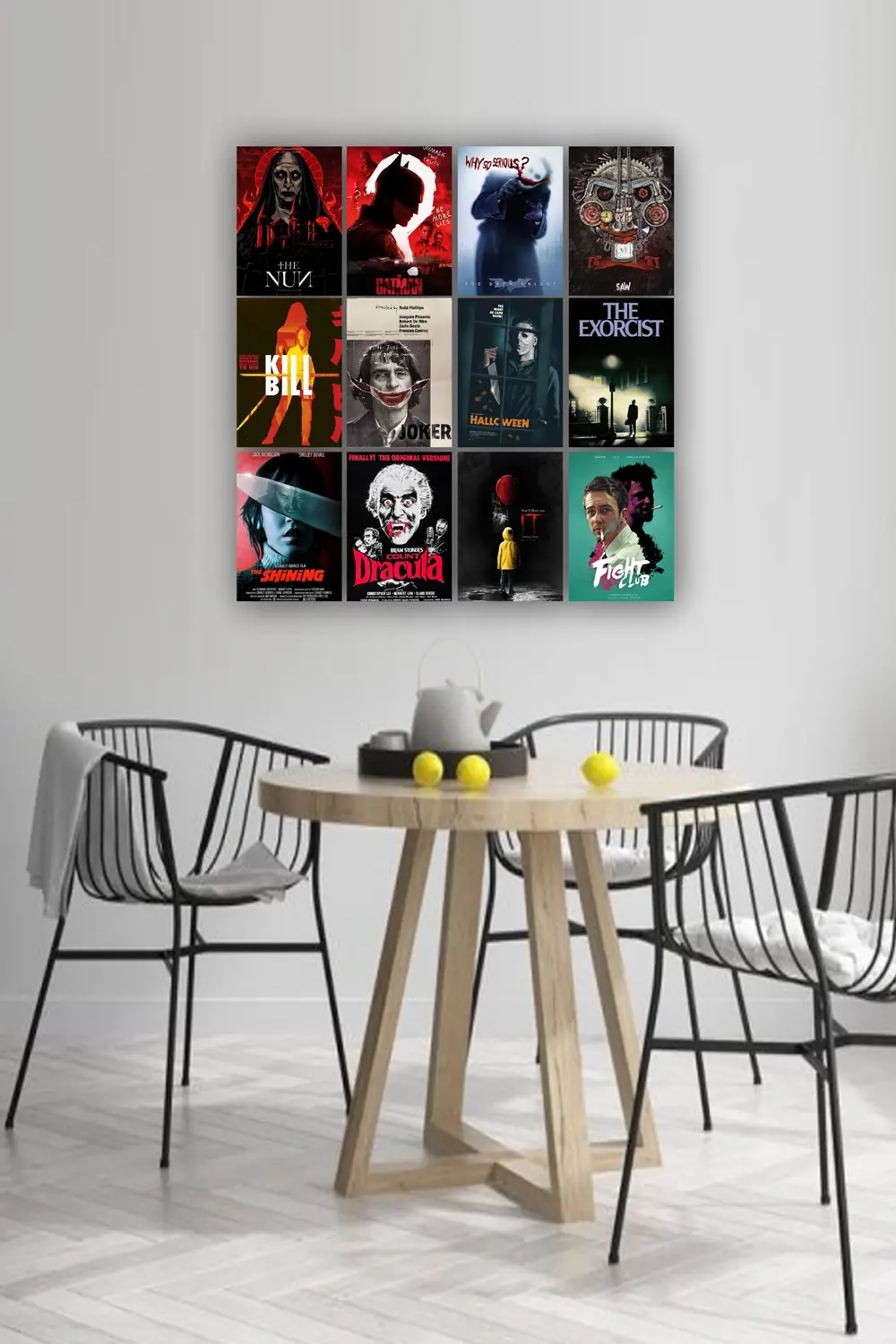 12 parça Film Afiş Poster Resimleri Çerçeve Görünümlü Mdf tablo D