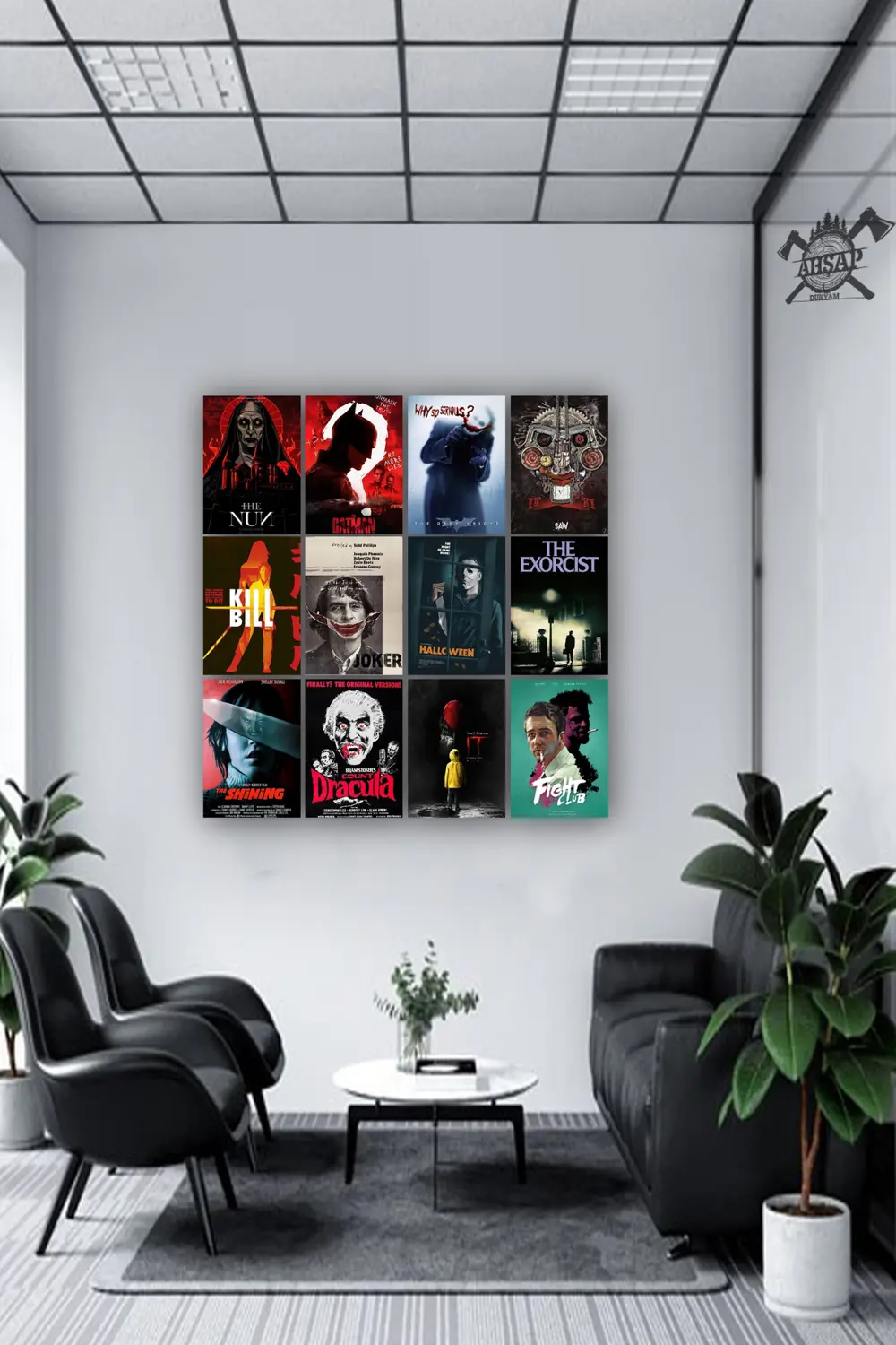 12 parça Film Afiş Poster Resimleri Çerçeve Görünümlü Mdf tablo D