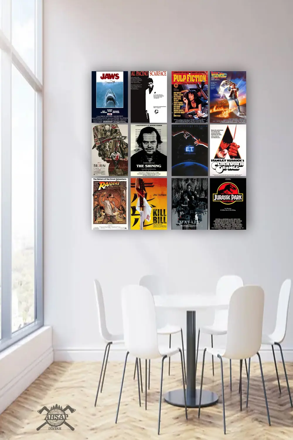 12 parça Film Afiş Poster Resimleri Çerçeve Görünümlü Mdf tablo D