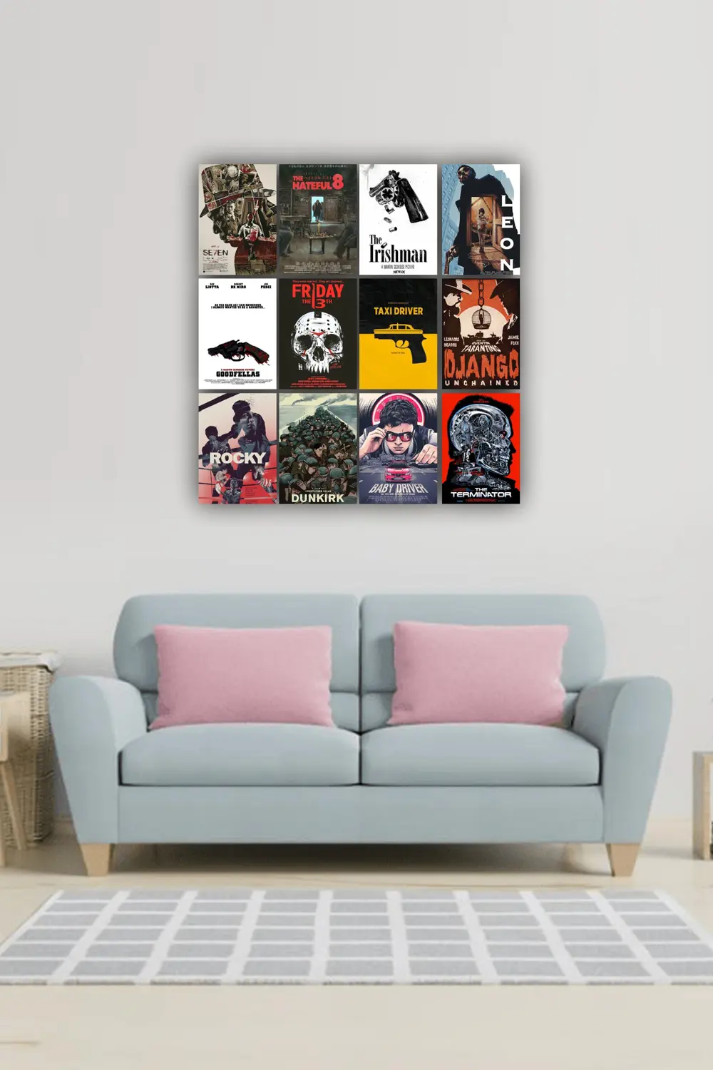 12 parça Film Afiş Poster Resimleri Çerçeve Görünümlü Mdf tablo D