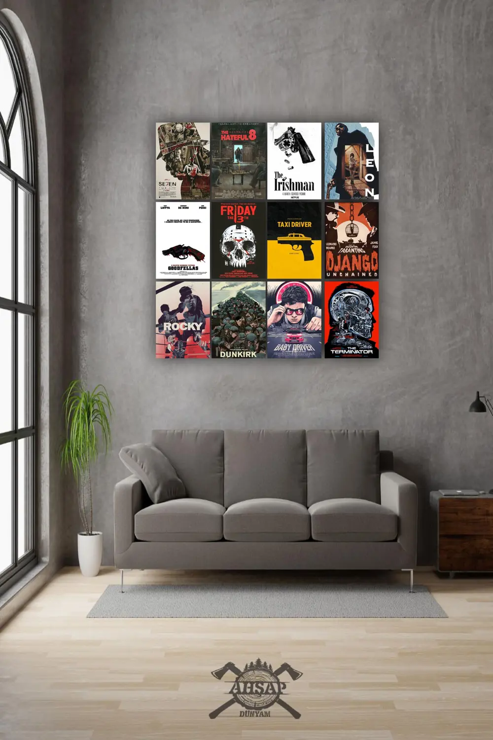 12 parça Film Afiş Poster Resimleri Çerçeve Görünümlü Mdf tablo D