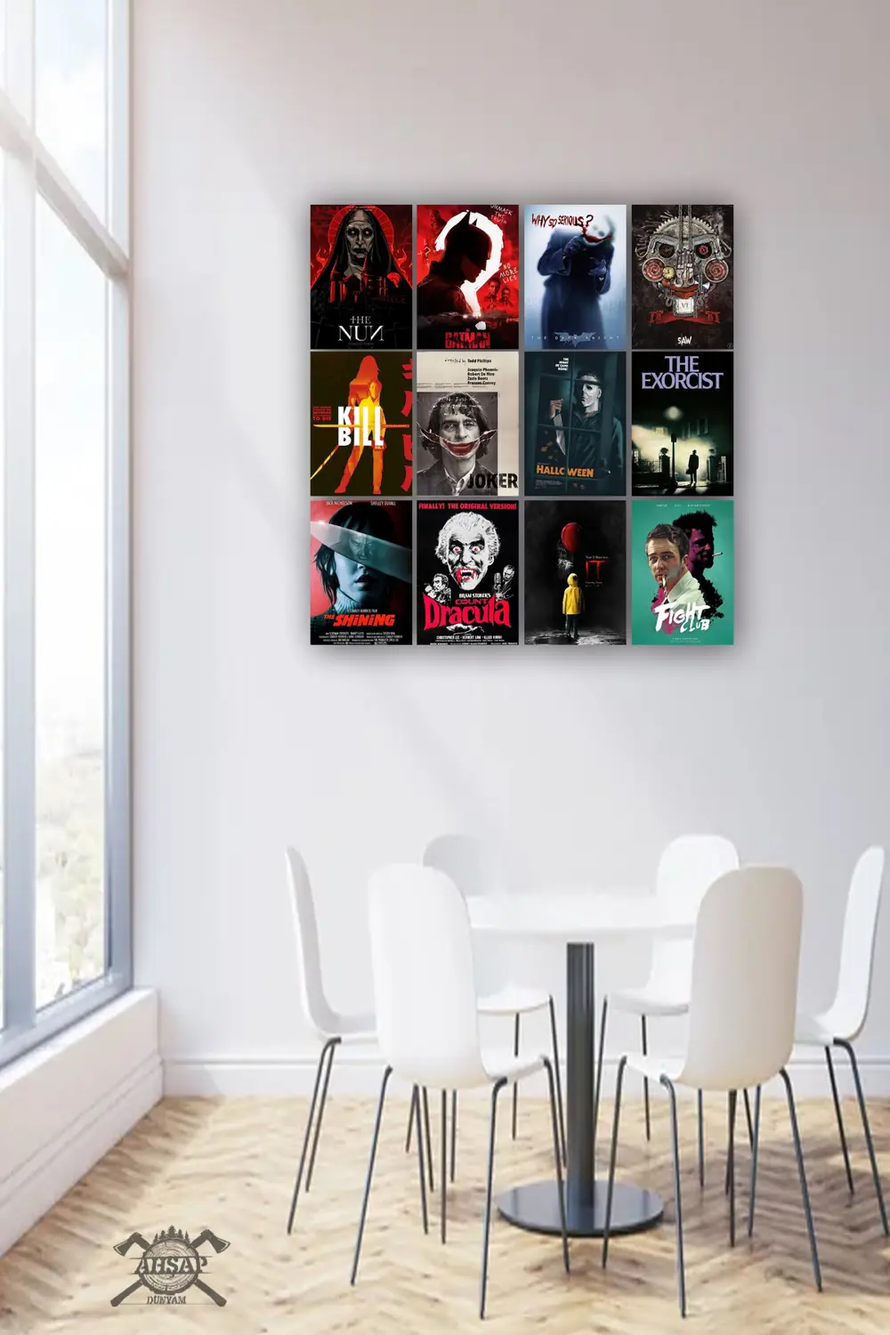 12 parça Film Afiş Poster Resimleri Çerçeve Görünümlü Mdf tablo D
