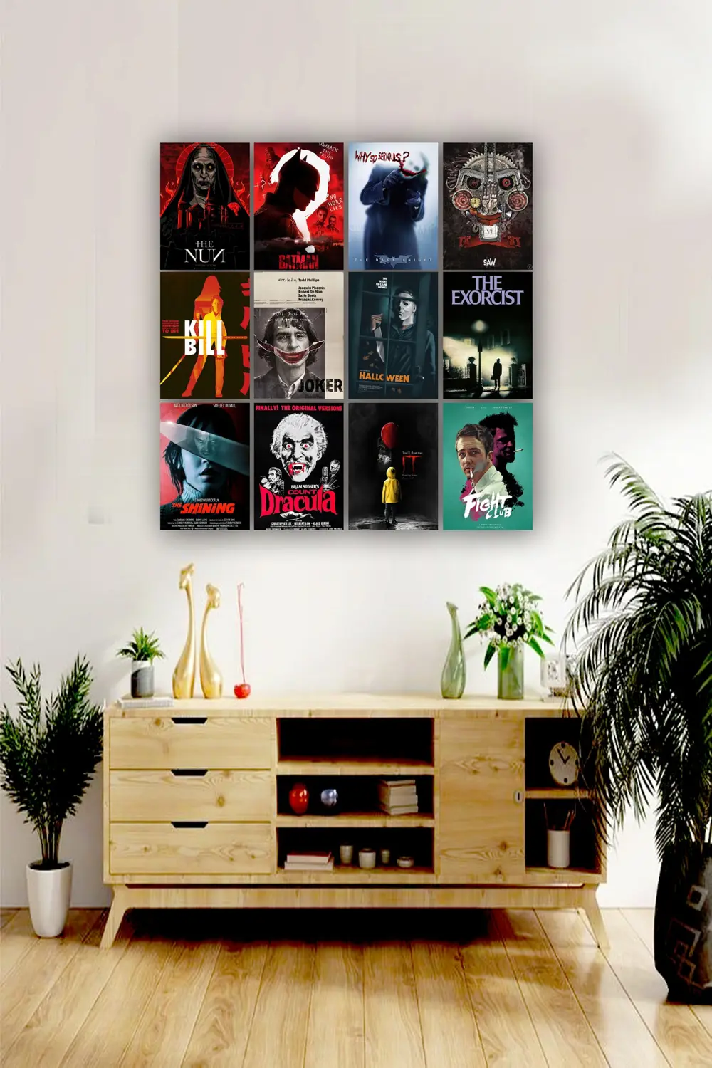 12 parça Film Afiş Poster Resimleri Çerçeve Görünümlü Mdf tablo D