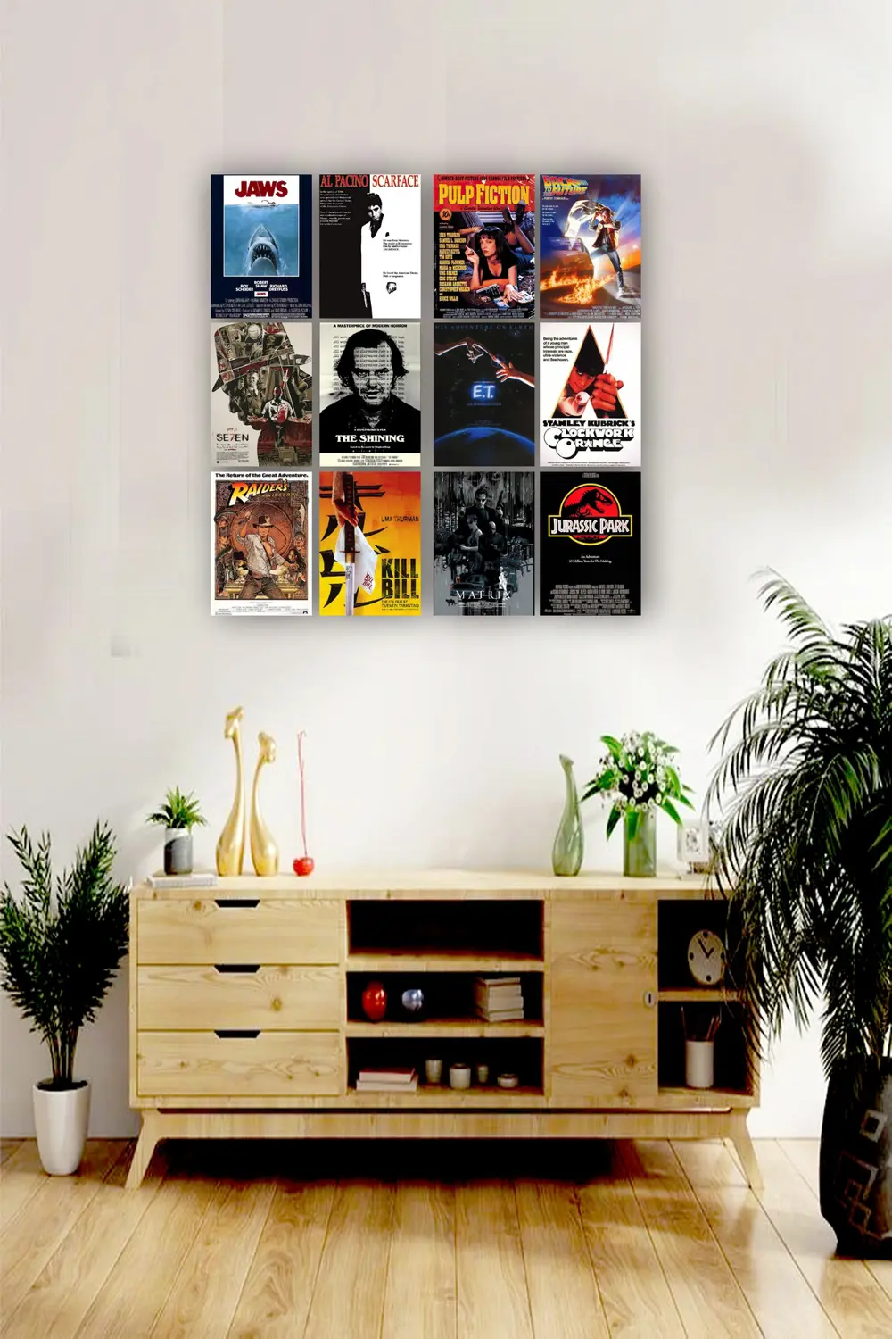12 parça Film Afiş Poster Resimleri Çerçeve Görünümlü Mdf tablo D