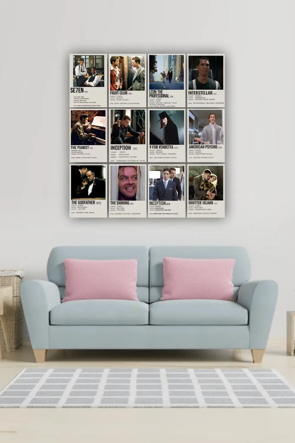 12 parça Film Afişleri Görsel Çerçeve Görünümlü Mdf tablo Duvar S
