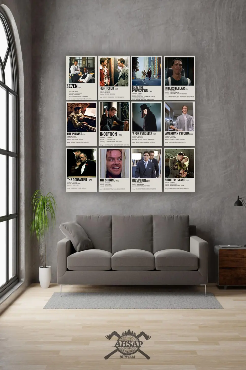 12 parça Film Afişleri Görsel Çerçeve Görünümlü Mdf tablo Duvar S