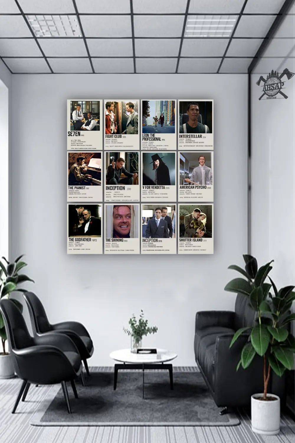 12 parça Film Afişleri Görsel Çerçeve Görünümlü Mdf tablo Duvar S