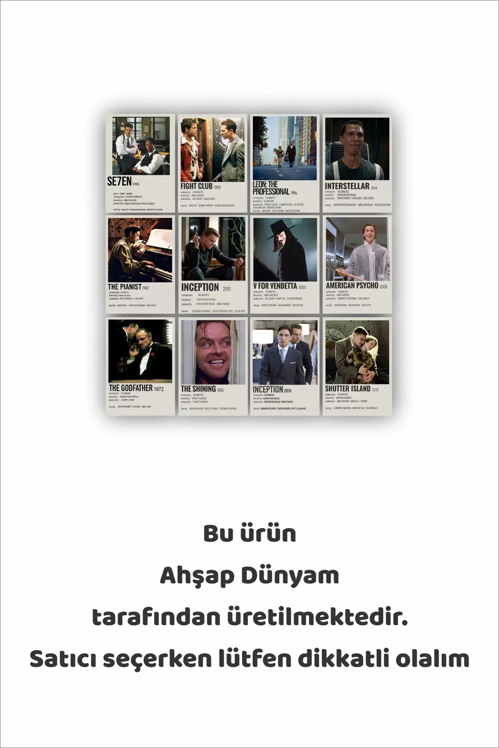 12 parça Film Afişleri Görsel Çerçeve Görünümlü Mdf tablo Duvar S
