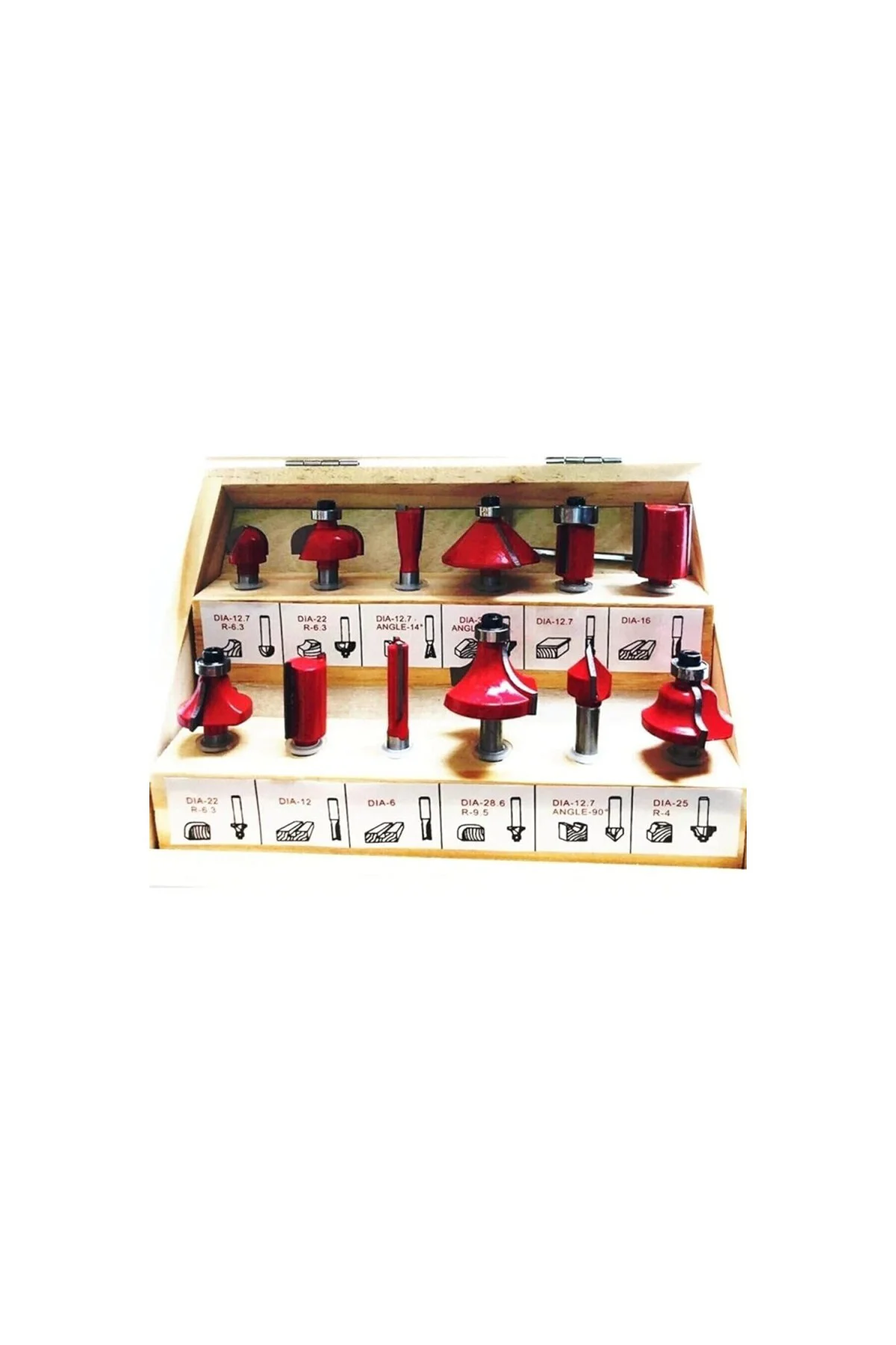 12 Parça Freze Uç Takımı Ahşap Oyma Ağaç Delme Çantalı Set 6 mm