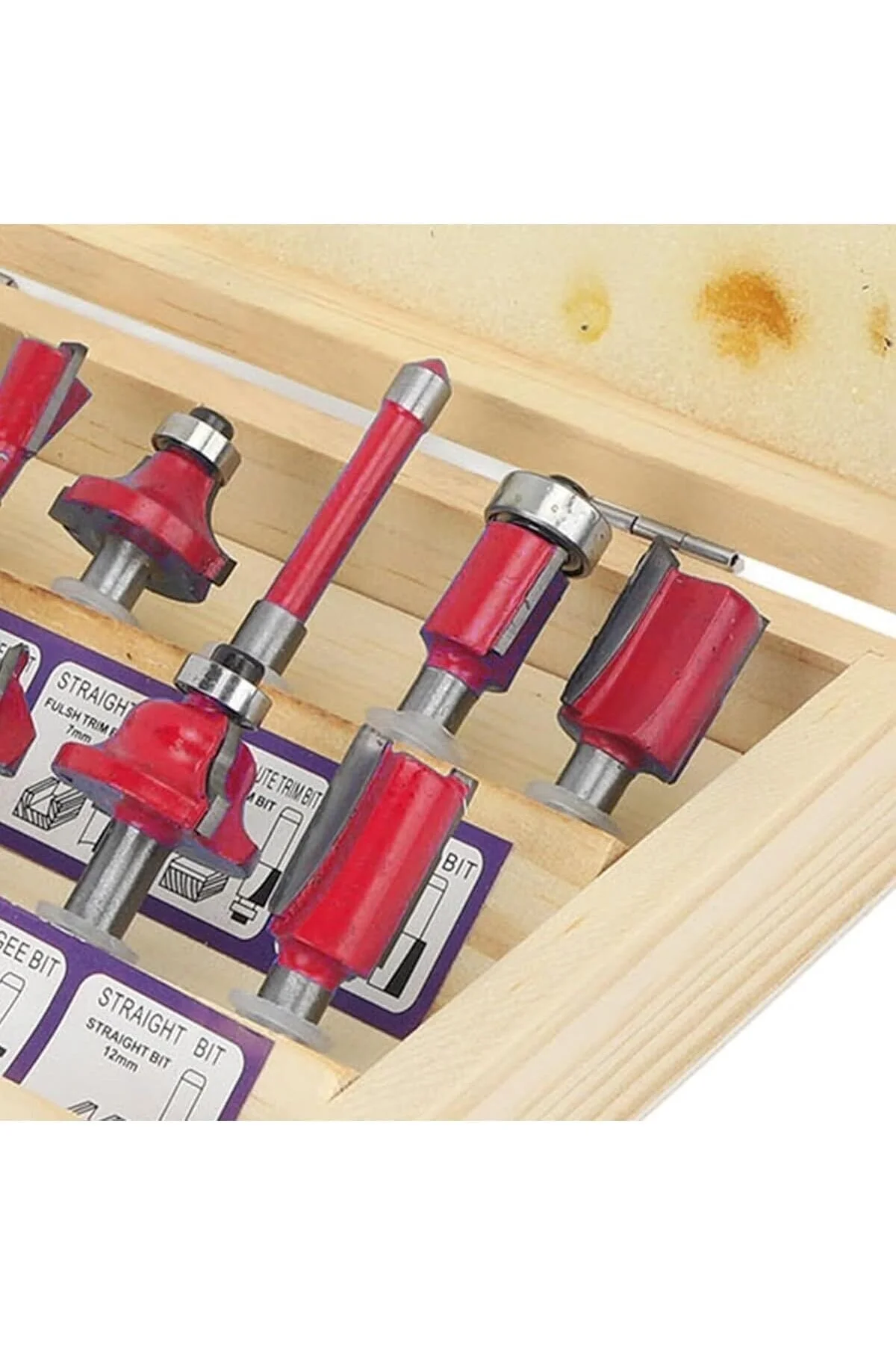 12 Parça Freze Uç Takımı Ahşap Oyma Ağaç Delme Özel Ahşap Çantalı Set 6 mm - Görsel 5