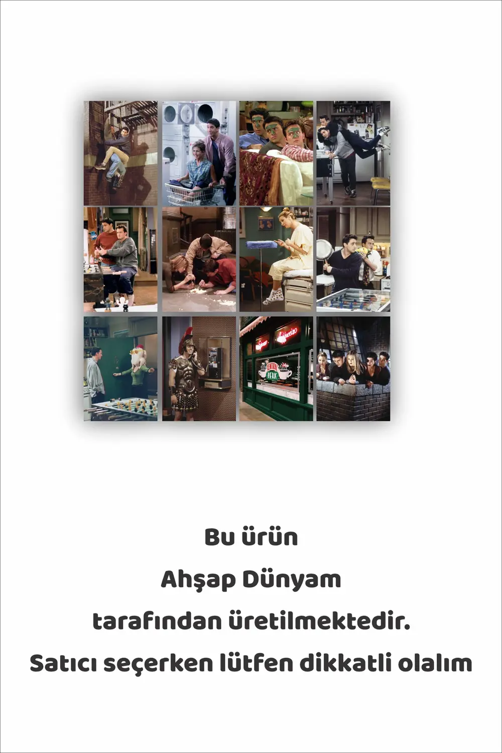 12 parça Friends Dizi Görsel Çerçeve Görünümlü Mdf tablo Duvar Sü