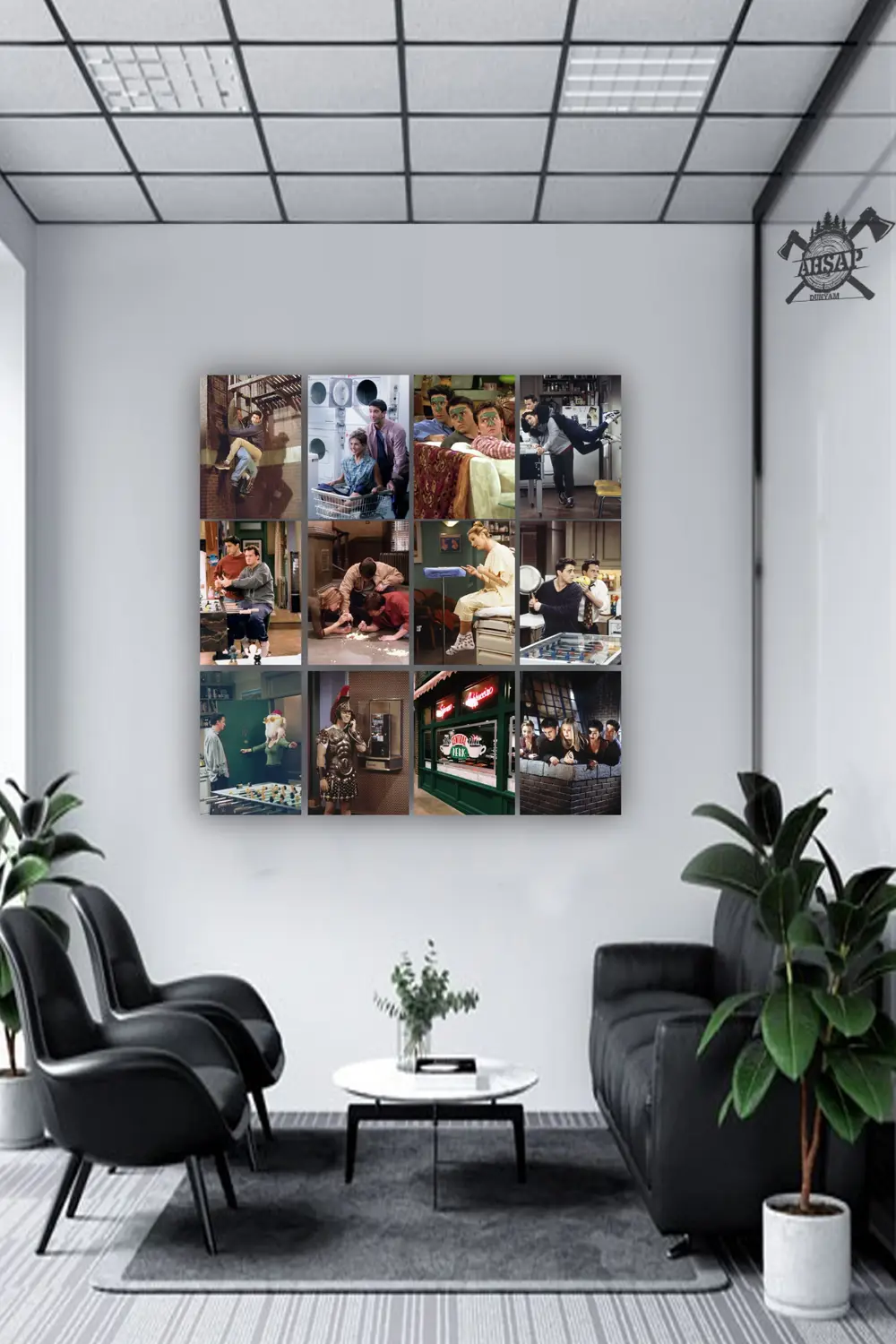 12 parça Friends Dizi Görsel Çerçeve Görünümlü Mdf tablo Duvar Sü