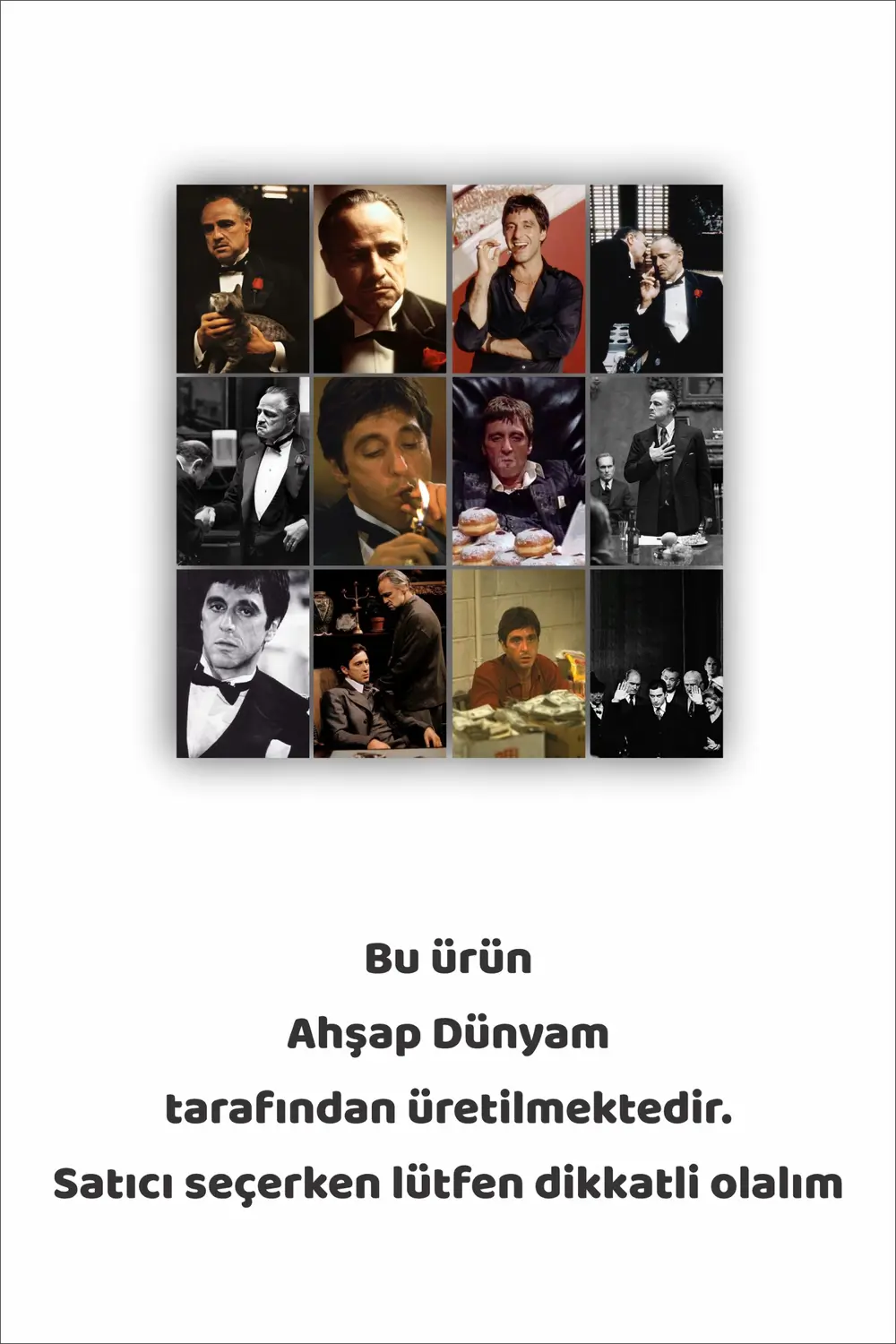 12 parça Godfather Resimleri Çerçeve Görünümlü Mdf tablo Duvar Sü