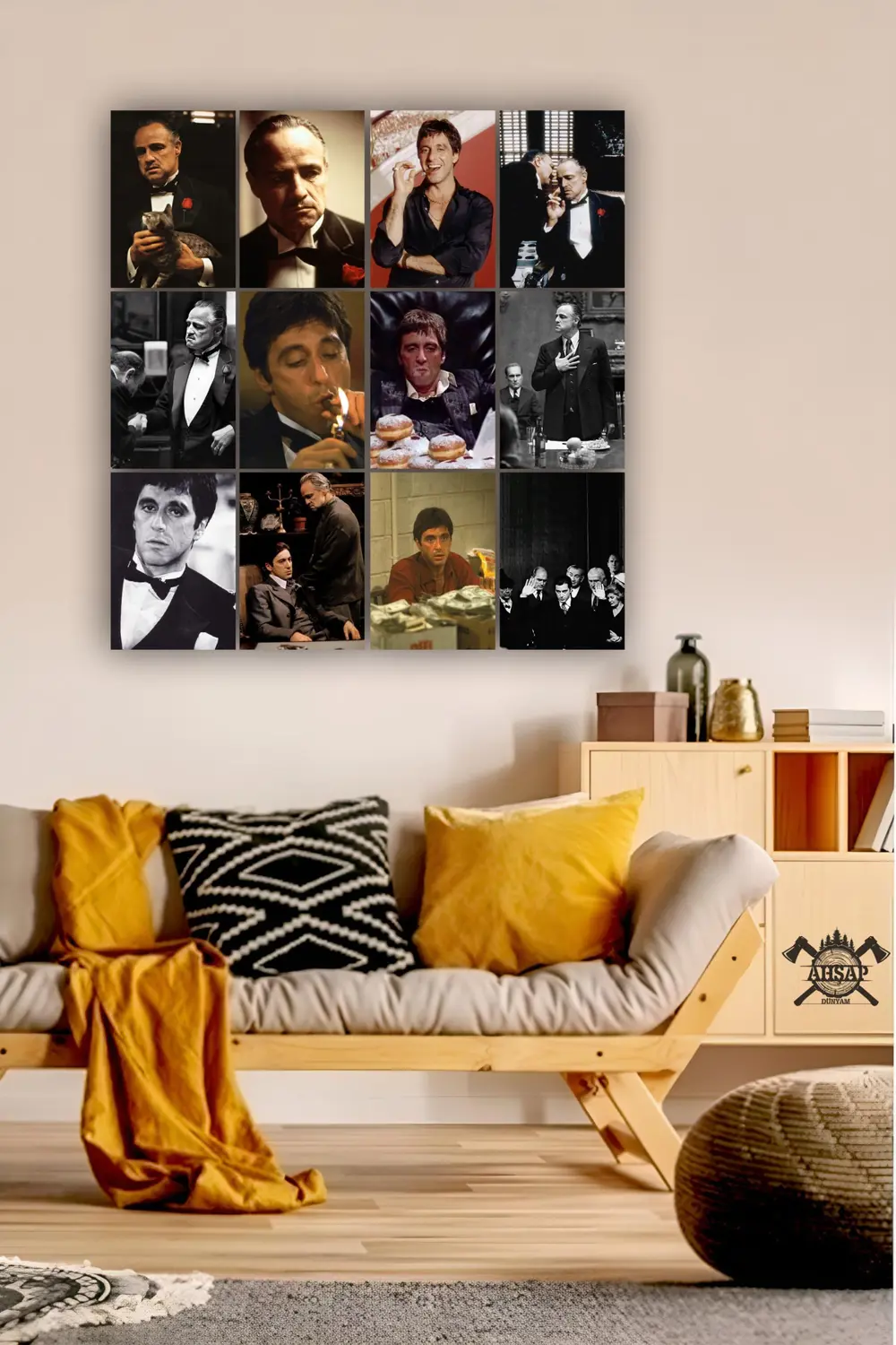 12 parça Godfather Resimleri Çerçeve Görünümlü Mdf tablo Duvar Sü