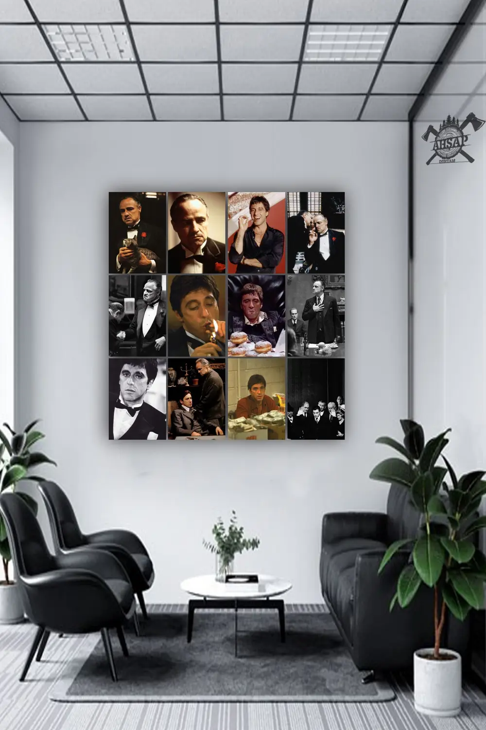 12 parça Godfather Resimleri Çerçeve Görünümlü Mdf tablo Duvar Sü