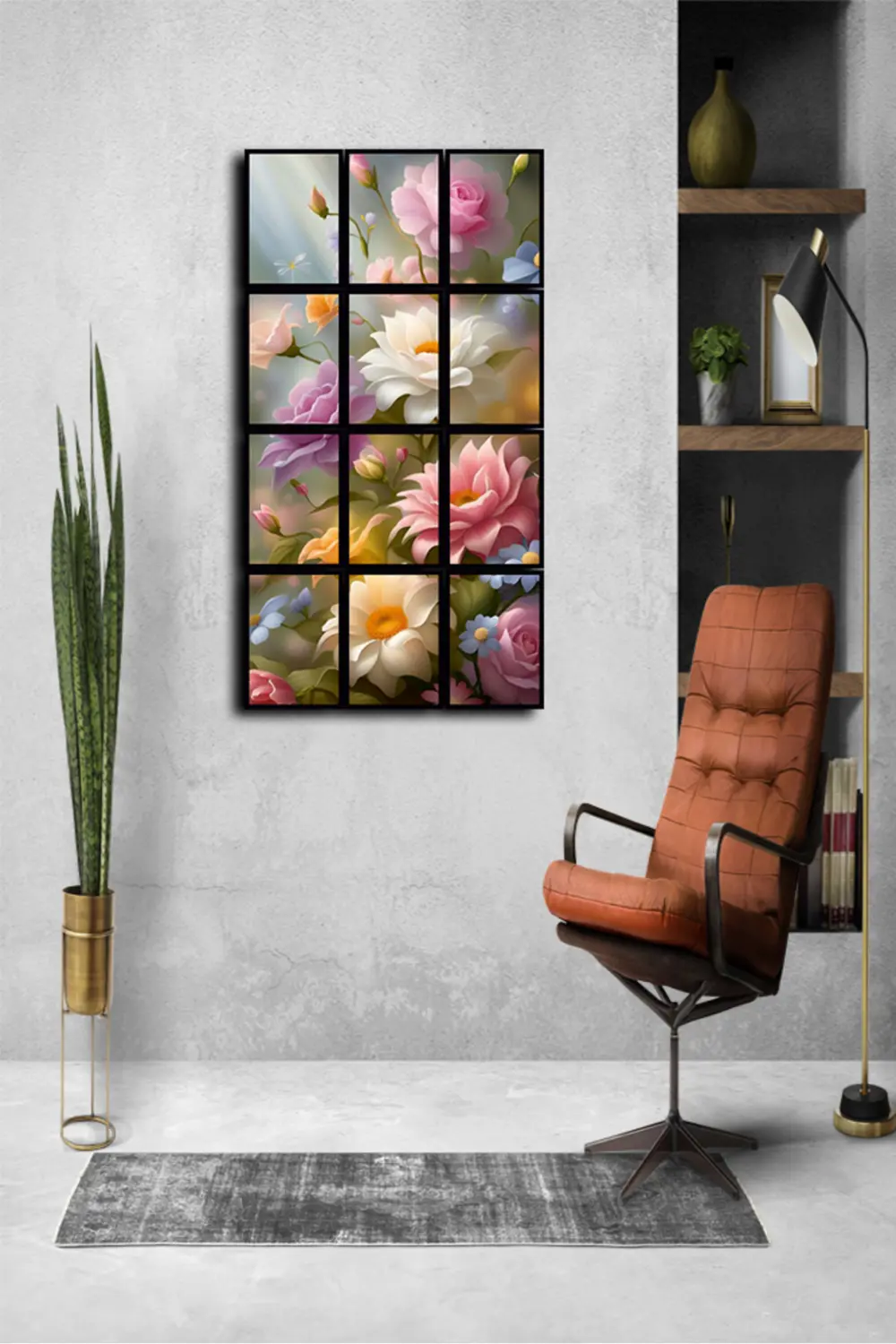 12 parça Güzel Çiçekler Çerçeve Görünümlü Mdf tablo Duvar Süsü He