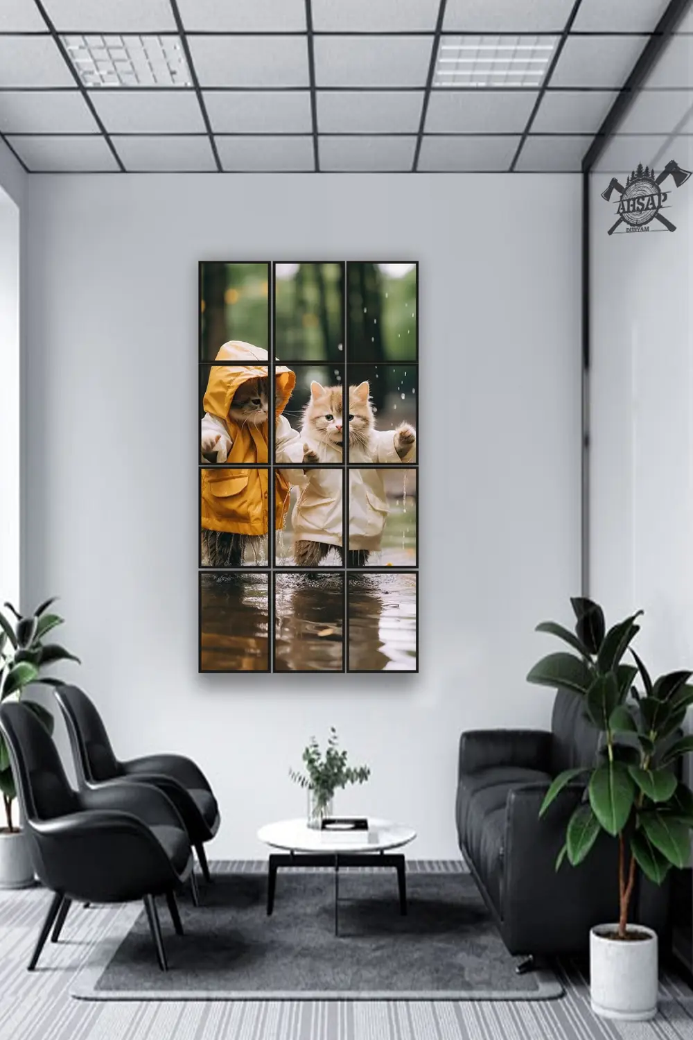 12 parça Güzel Kediler Çerçeve Görünümlü Mdf tablo Duvar Süsü Hed