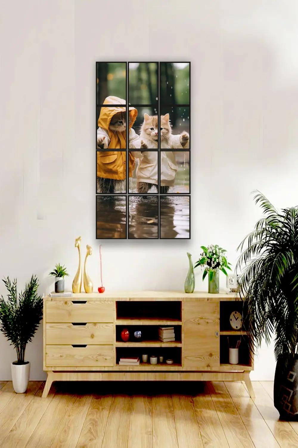12 parça Güzel Kediler Çerçeve Görünümlü Mdf tablo Duvar Süsü Hed
