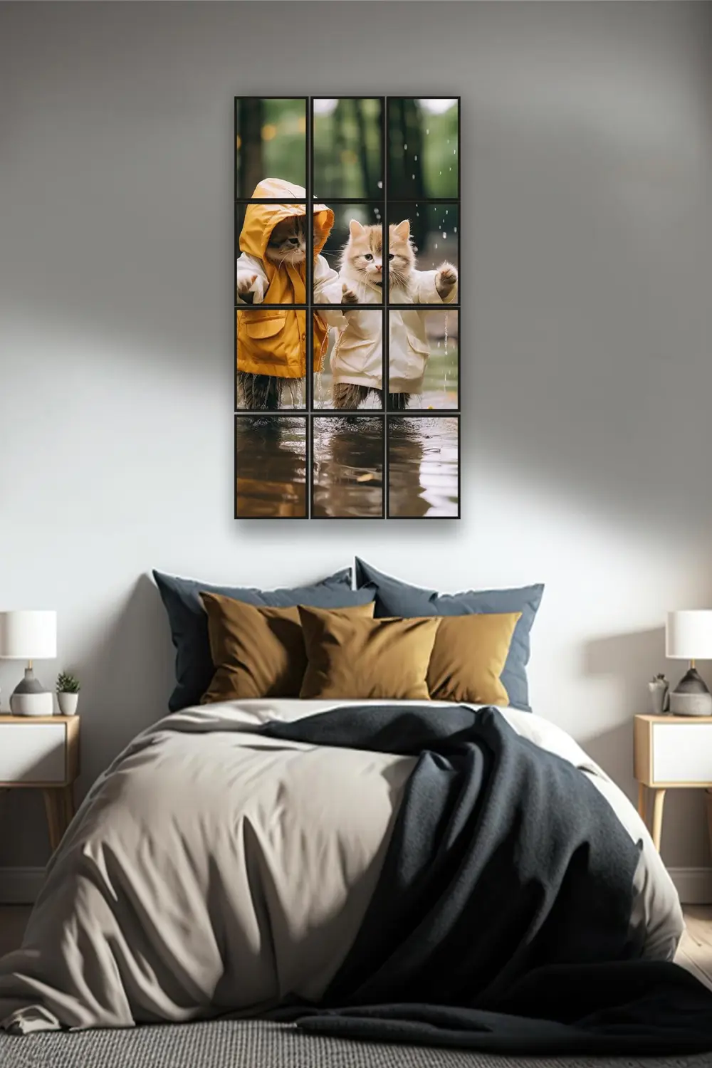 12 parça Güzel Kediler Çerçeve Görünümlü Mdf tablo Duvar Süsü Hed
