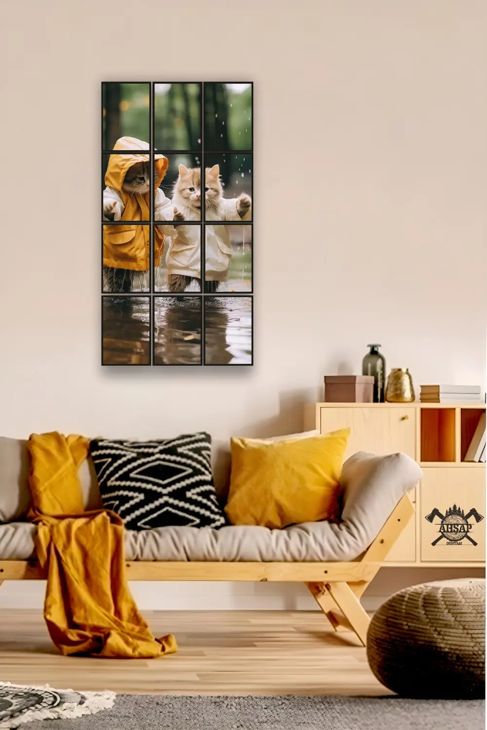12 parça Güzel Kediler Çerçeve Görünümlü Mdf tablo Duvar Süsü Hed