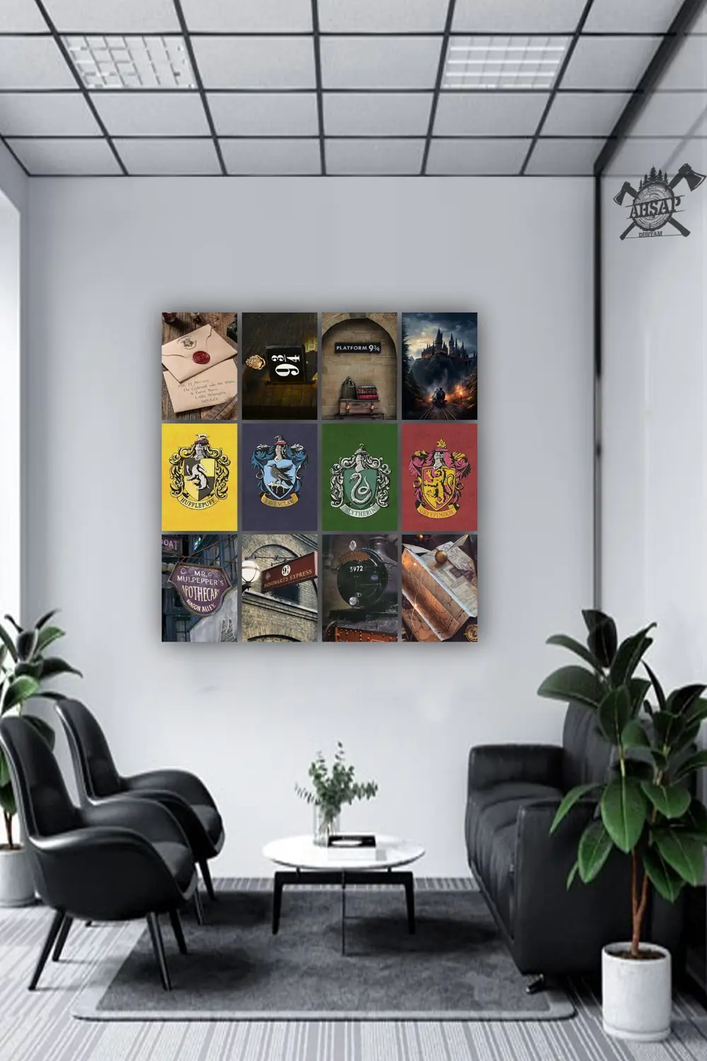 12 parça Harry Potter Resimleri Çerçeve Görünümlü Mdf tablo Duvar