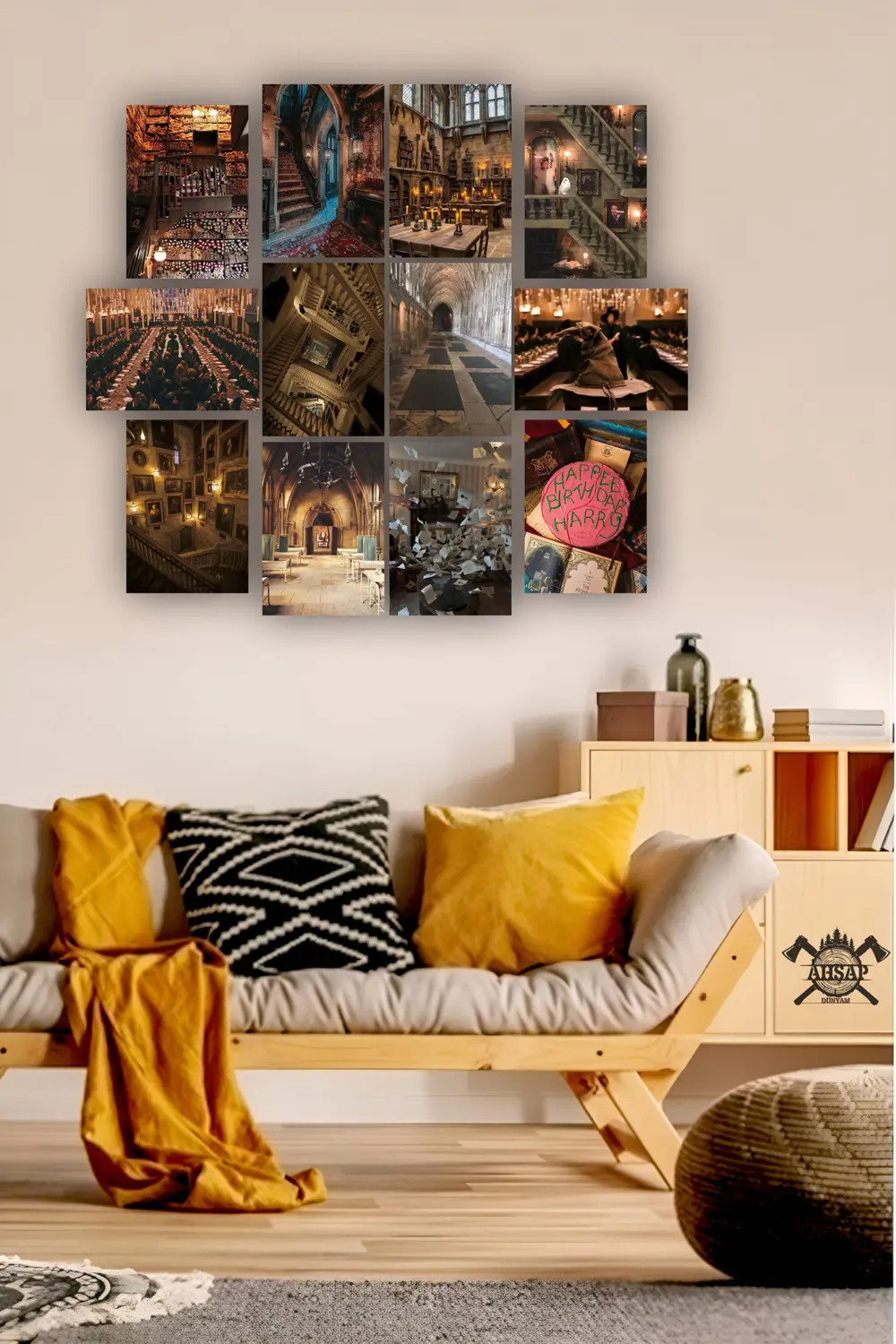 12 parça Harry Potter Resimleri Çerçeve Görünümlü Mdf tablo Duvar