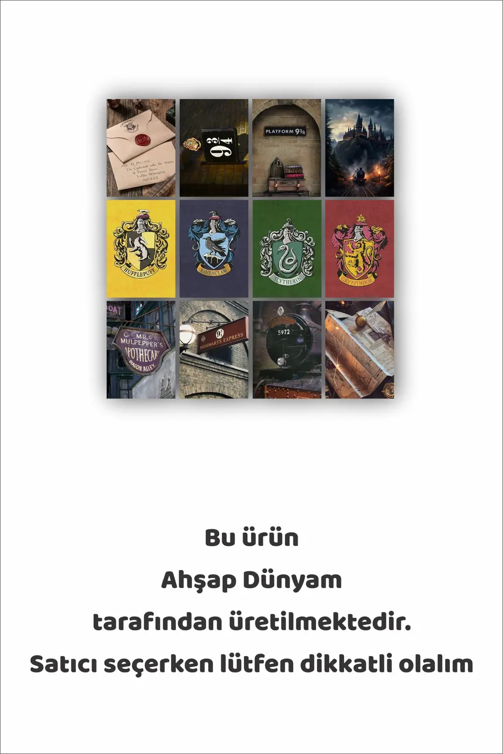 12 parça Harry Potter Resimleri Çerçeve Görünümlü Mdf tablo Duvar