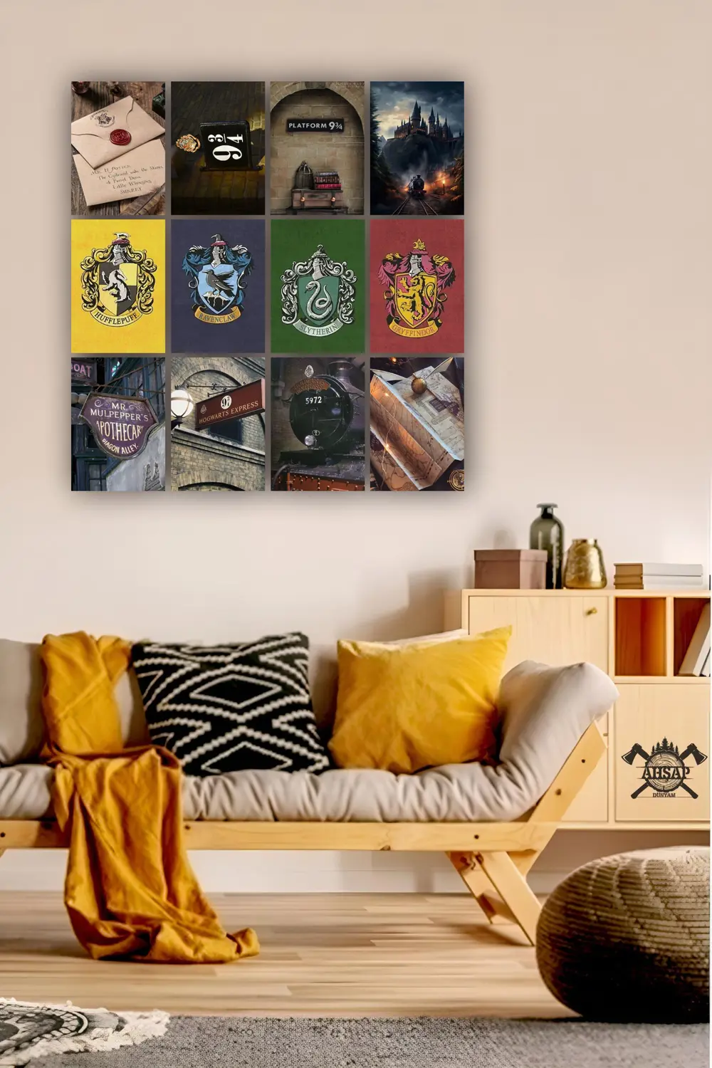12 parça Harry Potter Resimleri Çerçeve Görünümlü Mdf tablo Duvar