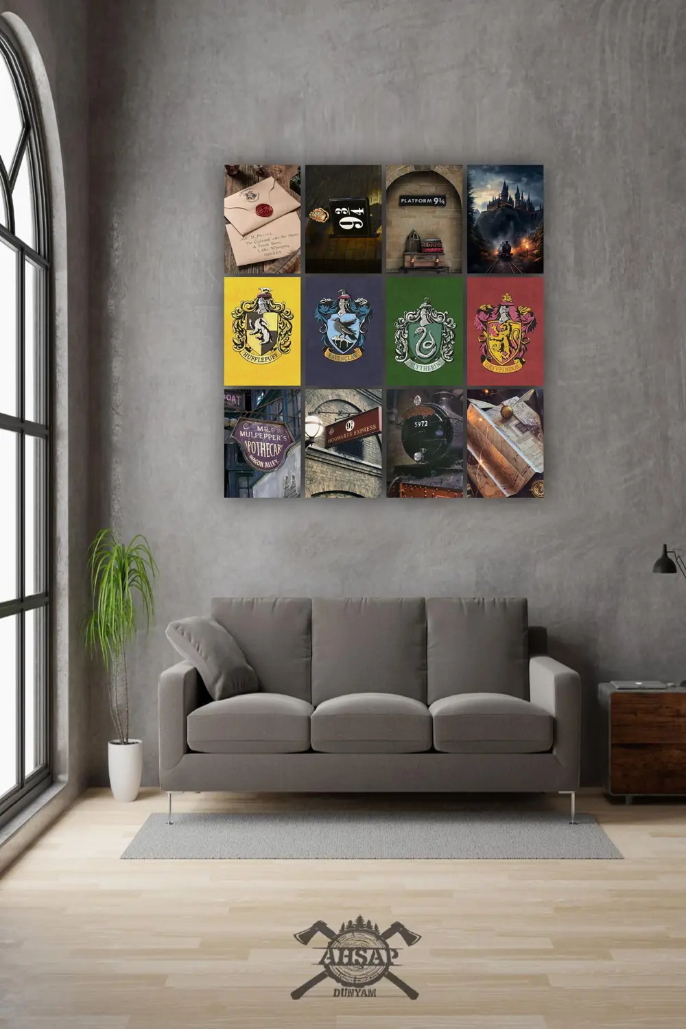 12 parça Harry Potter Resimleri Çerçeve Görünümlü Mdf tablo Duvar