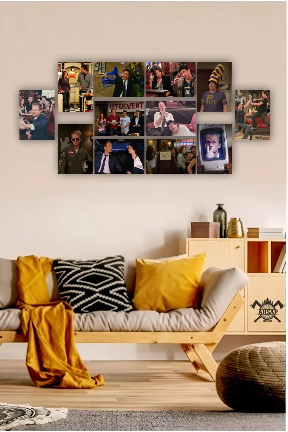 12 parça How I Met Your Mother Dizi Görsel Çerçeve Görünümlü Mdf 