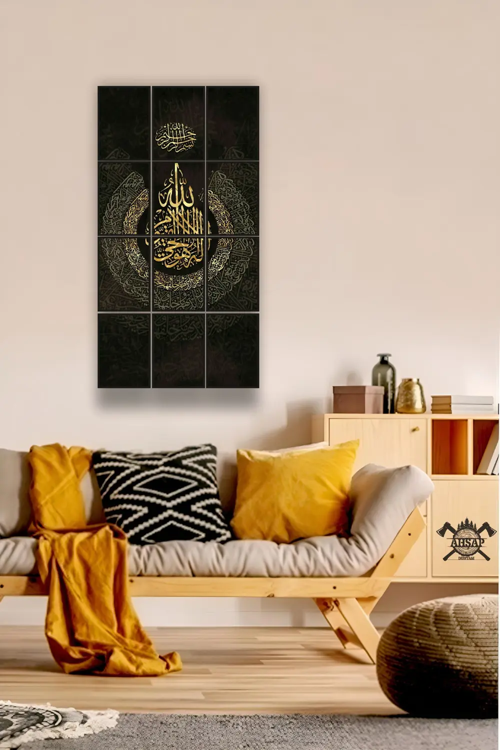 12 parça İslamic Hat Çerçeve Görünümlü Mdf tablo Duvar Süsü Hediy