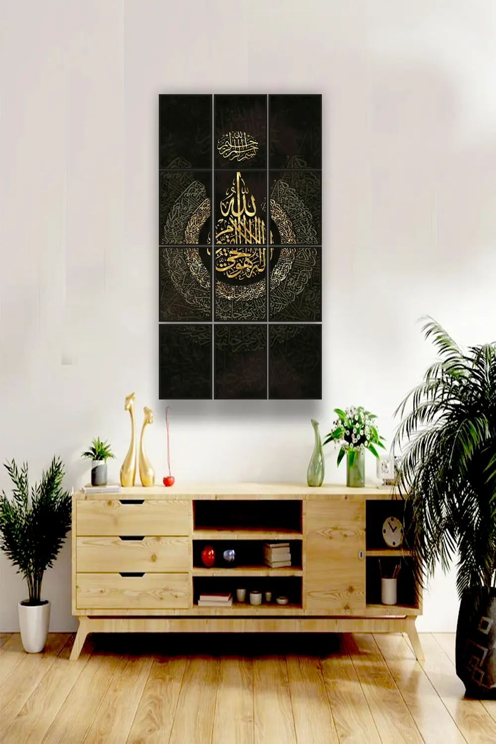 12 parça İslamic Hat Çerçeve Görünümlü Mdf tablo Duvar Süsü Hediy