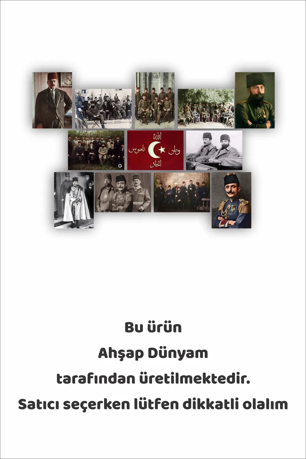 12 parça İttihat ve Terakki Resimleri Çerçeve Görünümlü Mdf tablo