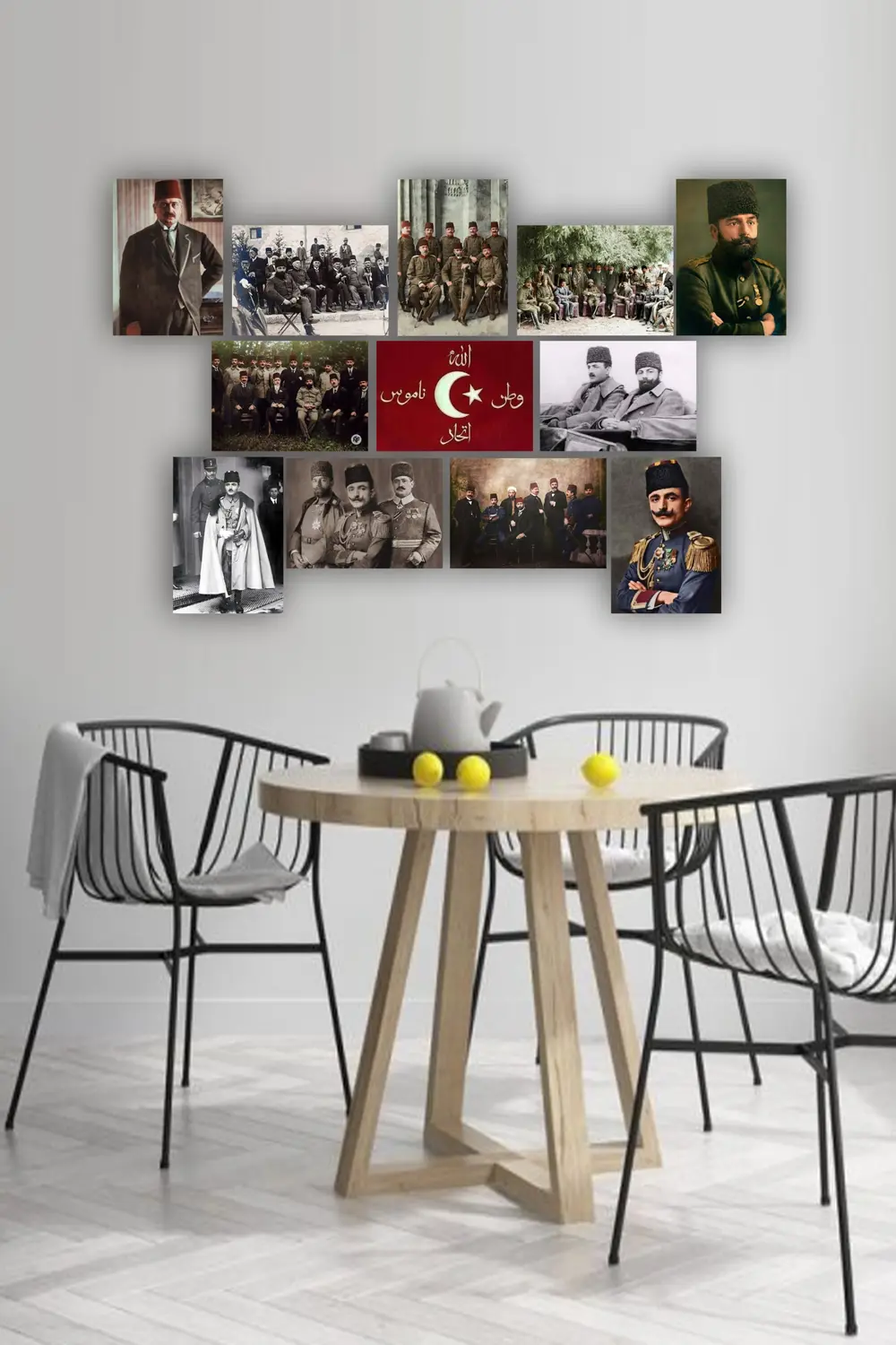 12 parça İttihat ve Terakki Resimleri Çerçeve Görünümlü Mdf tablo