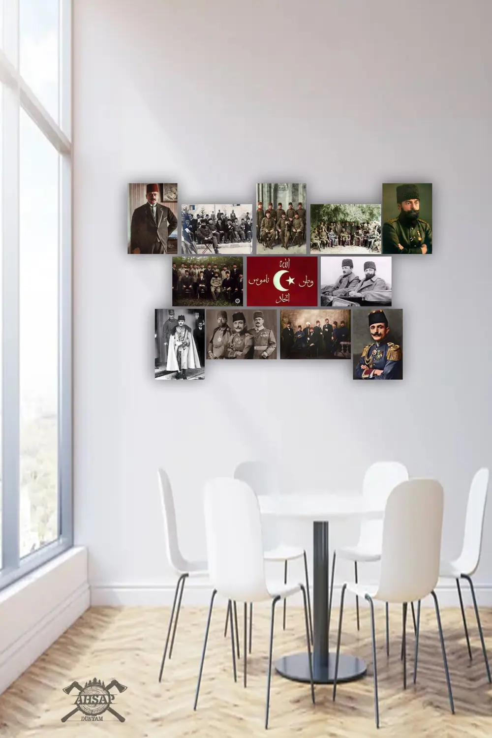 12 parça İttihat ve Terakki Resimleri Çerçeve Görünümlü Mdf tablo