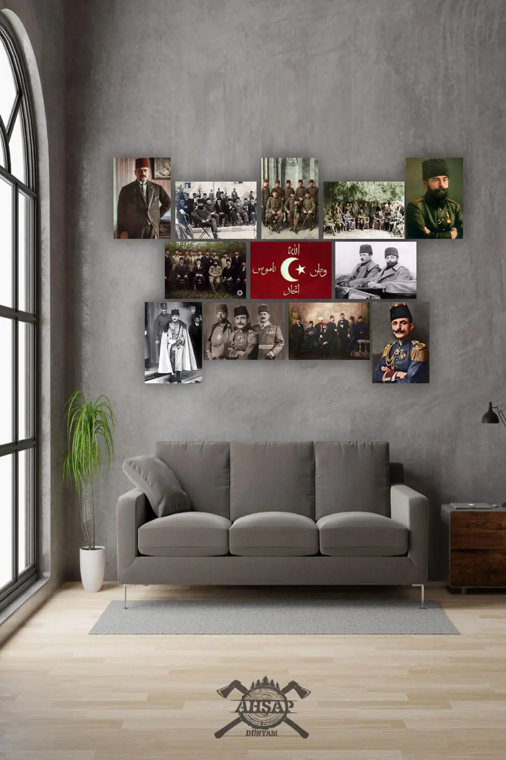 12 parça İttihat ve Terakki Resimleri Çerçeve Görünümlü Mdf tablo
