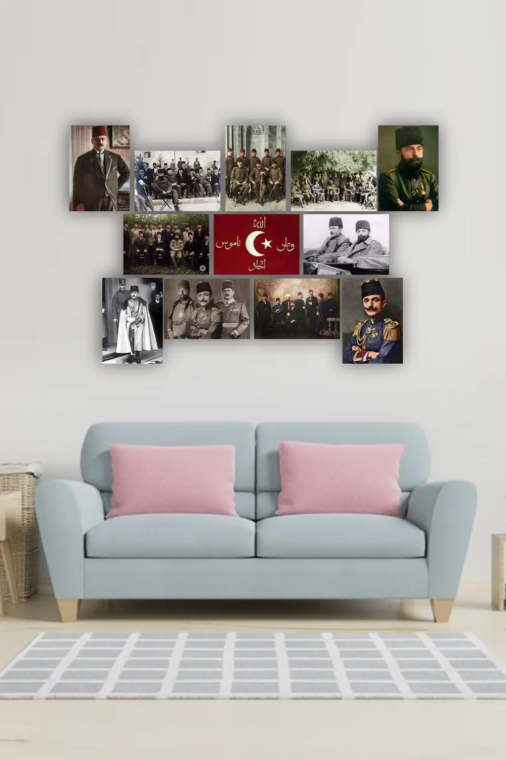 12 parça İttihat ve Terakki Resimleri Çerçeve Görünümlü Mdf tablo