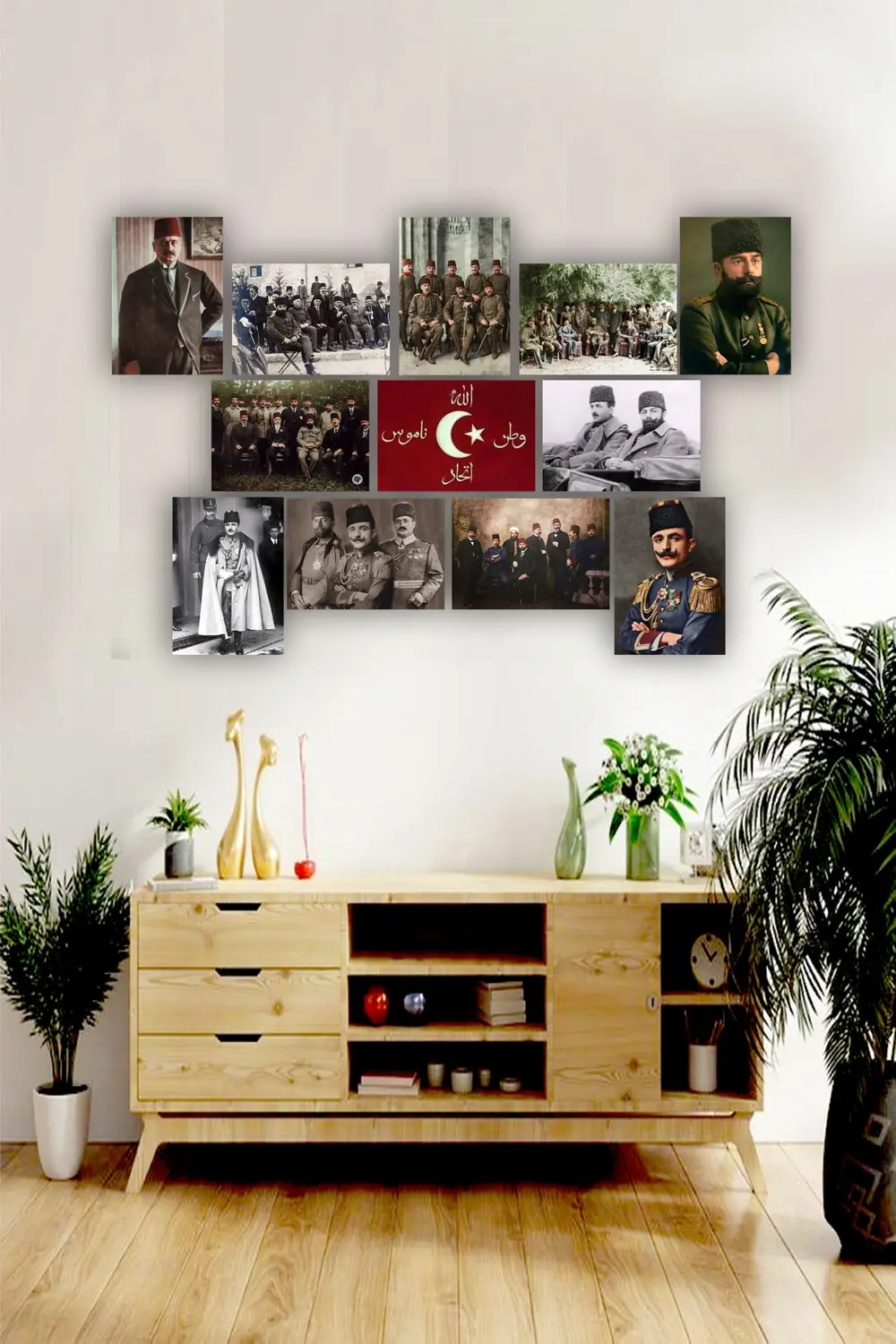 12 parça İttihat ve Terakki Resimleri Çerçeve Görünümlü Mdf tablo