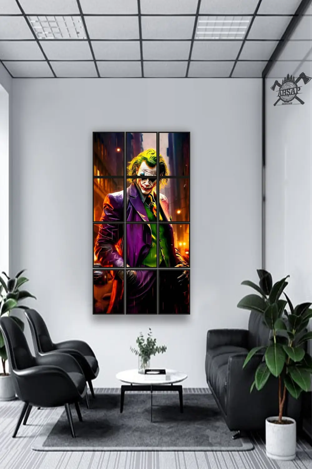 12 parça Joker Bakışı Çerçeve Görünümlü Mdf tablo Duvar Süsü Hedi